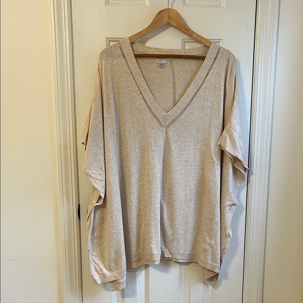 a new day Cream V-Neck Poncho Sweater